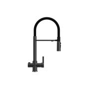 026 «ULGRAN»  U-026 двухрычажный с высоким гибким изливом + фильтр (Черный матовый)